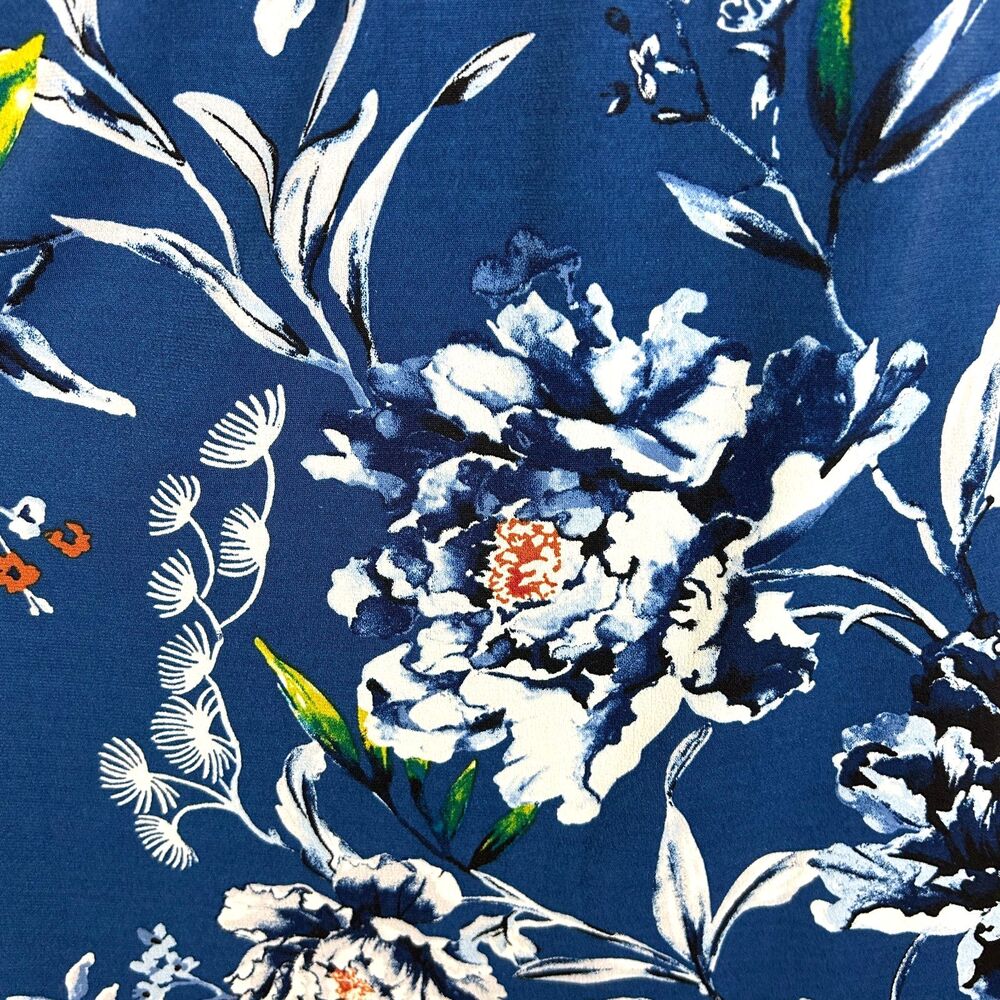 White House Black Market Blue WHBM Floral Sleeveless Top Size S - Picture 12 of 16